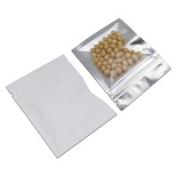 Matte White Back Semitransparent Front Mylar 3 Side Seal Flat Ziplock Bag