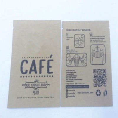 2019 hot sale customized three-side sealing kraft paper pouch for coffee