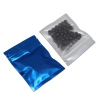 Matte Blue Back  Semitransparent Front Plastic Aluminum Foil Small Flat Bag Zipper Sachet