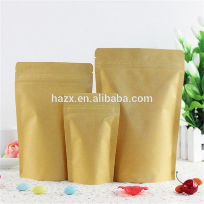 CUstomized stand up kraft paper pouch with zip lock for food/coffee/snack