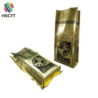 Custom printed one way valve aluminum foil side gusset coffee bag with tin tie